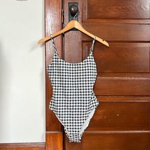 Andie Swim The Amalfi One Piece Gingham Swimsuit in Twilight (Blue), Size S